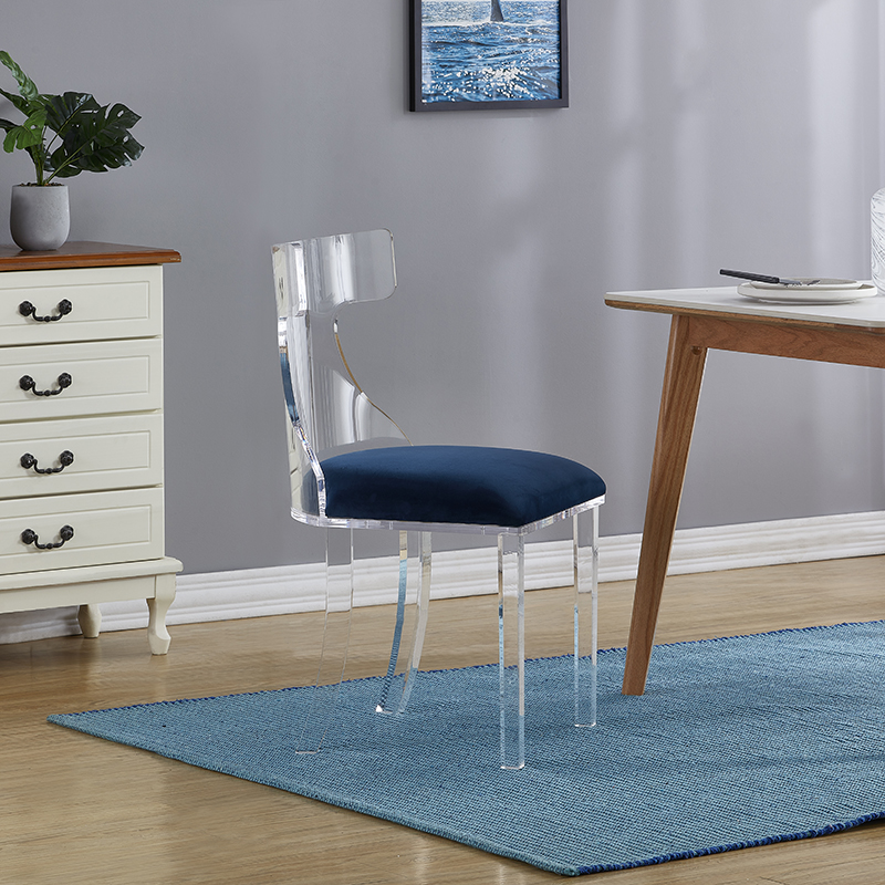 YM-F0668 - Ghế Acrylic Lưng Cao Đệm Nệm Xanh