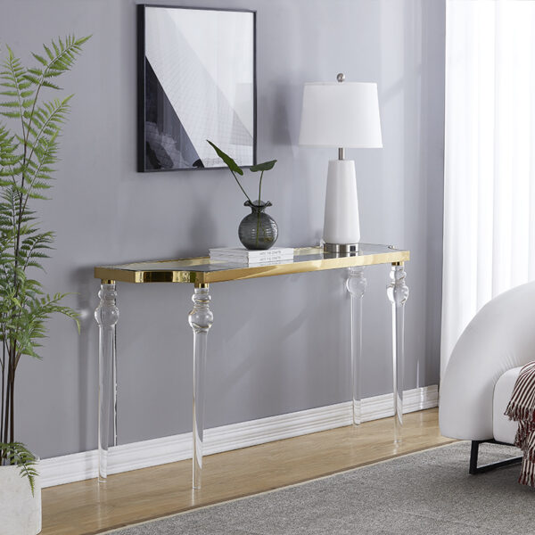 YM-F0940-L - Bàn console đặt sảnh,kim loại vàng bón