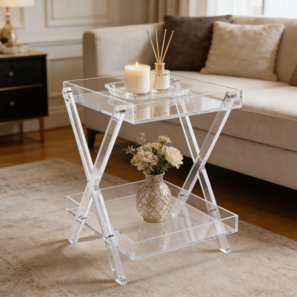 Bàn khay acrylic 2 tầng