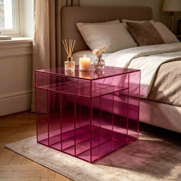 Bàn trà Acrylic màu hồng