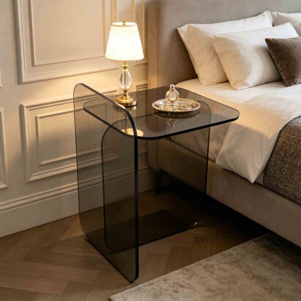 Bàn phụ Acrylic màu nâu khói